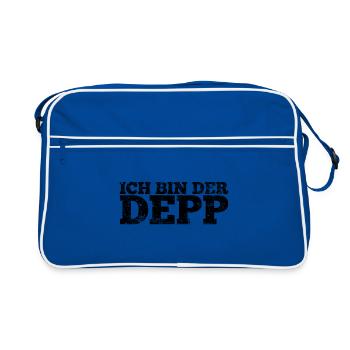 Depp Party Spruch Geschenk - Retro Tasche - Blau/Weiß - Vorne