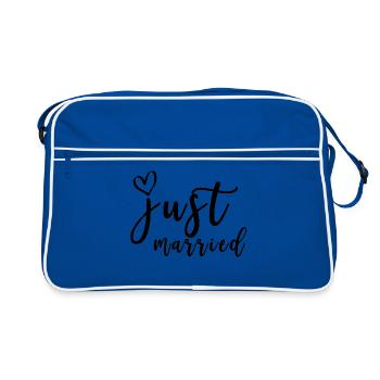 just married Geschenk - Retro Tasche - Blau/Weiß - Vorne