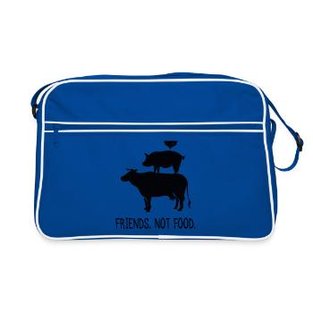 Amis pas nourriture cadeau de bien-être des animaux Vegan - Sac Retro - bleu/blanc - Devant
