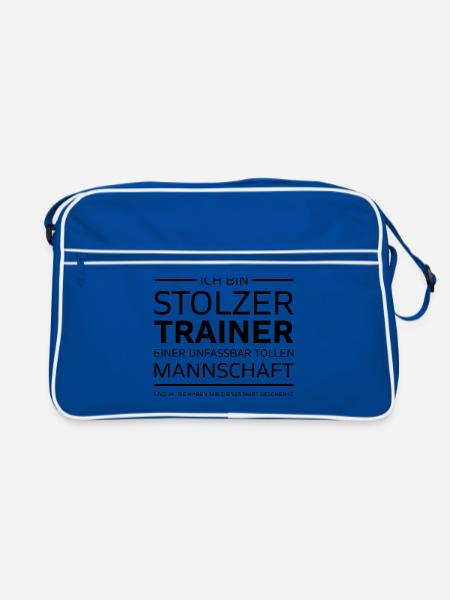Ich bin Stolzer Trainer Manschaft Geschenk - Retro Tasche - Blau/Weiß - Vorne