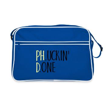 Phucking Fucking Done Phd Abschluss Geschenk - Retro Tasche - Blau/Weiß - Vorne