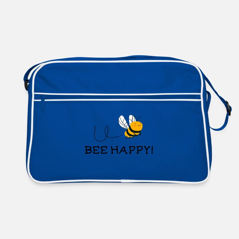 Bee Imker Happy Umweltschutz Geschenk - Retro Tasche - Blau/Weiß