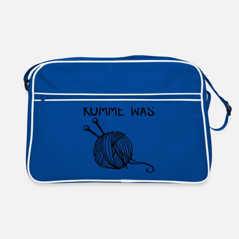 Komme was Wolle Stricken Garn Geschenk - Retro Tasche - Blau/Weiß