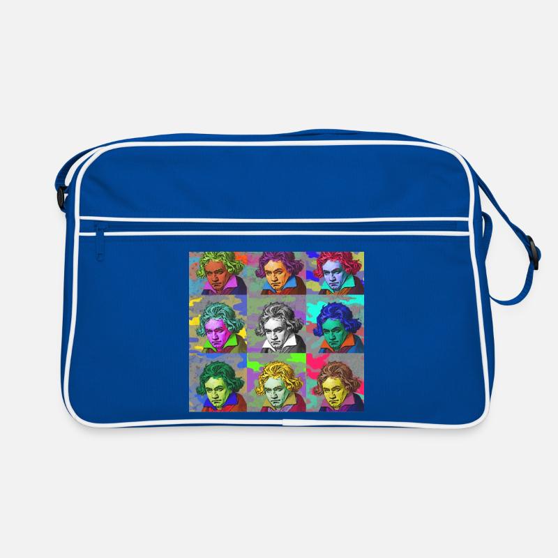 Pop-Art Ludwig van Beethoven Klassik Geschenkidee - Retro Tasche - Blau/Weiß