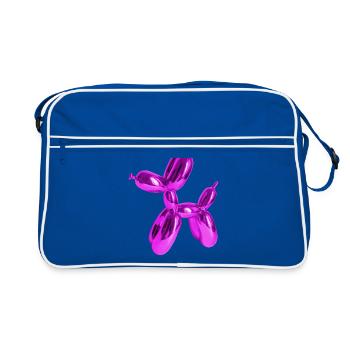 Ballon Pink Hund | Hundeliebhaber Hundebesitzer - Retro Tasche - Blau/Weiß - Vorne