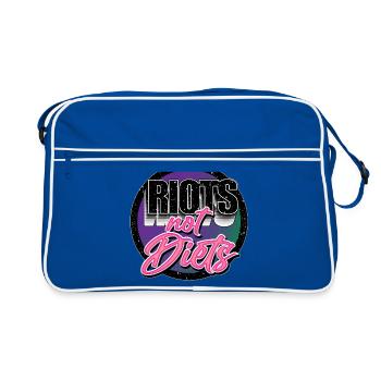 Riots Not Diets - Retro Tasche - Blau/Weiß - Vorne