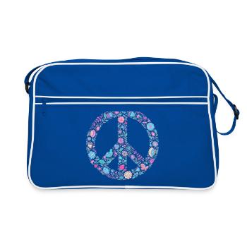 Flower Peace | Signe de paix Idée cadeau - Sac Retro - bleu/blanc - Devant