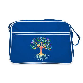 Mutter Natur Wurzeln Baum Lebensbaum - Retro Tasche - Blau/Weiß - Vorne