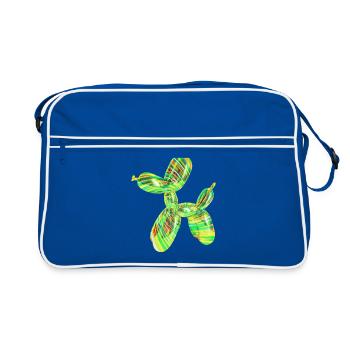 Ballon Bunt Hund | Hundeliebhaber Hundebesitzer - Retro Tasche - Blau/Weiß - Vorne