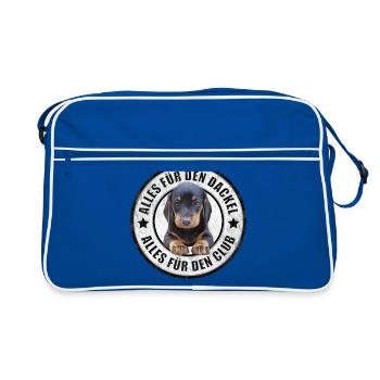 Dackel - Dachshund - Alles für den Dackel - Retro Tasche - Blau/Weiß - Vorne