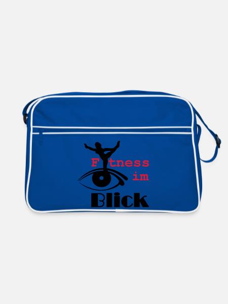 Fitness im Blick Sport Medizin Sprüche Geschenk - Retro Tasche - Blau/Weiß - Vorne