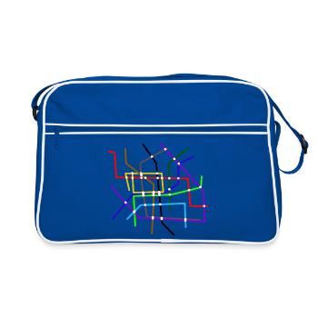 Liniennetz Ubahn Sbahn Stadtverkehr Infrastruktur - Retro Tasche - Blau/Weiß - Vorne
