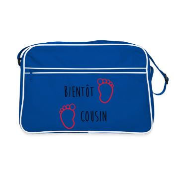 Onkel / Tante / Vetter / Cousin / Kusine - Retro Tasche - Blau/Weiß - Vorne