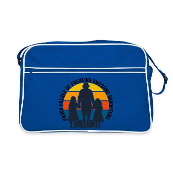 Silhouettes de la famille au coucher du soleil - Sac Retro - bleu/blanc - Devant