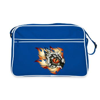 Tatouage de l’œil magique d’un dragon en flammes - Sac Retro - bleu/blanc - Devant