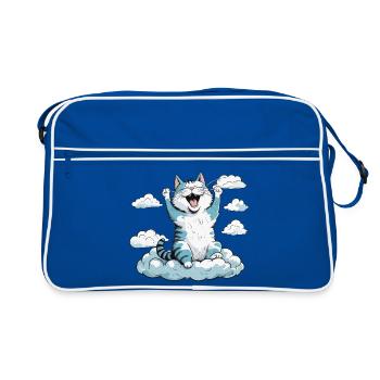 Cat waking up, cat humor! - Retro Bag - blue/white - Front