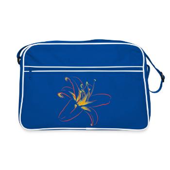 Dessin de lignes de la Fleur de Flamme - Sac Retro - bleu/blanc - Devant