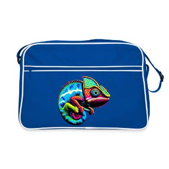 Chamäleon - Retro Tasche - Blau/Weiß - Vorne