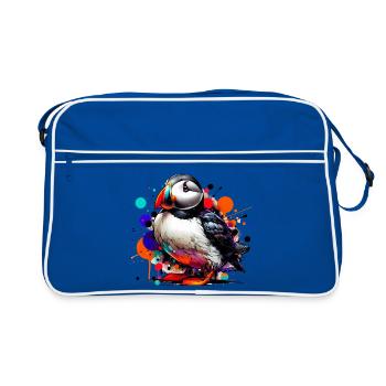 Papageitaucher - Retro Tasche - Blau/Weiß - Vorne