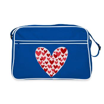Many hearts pattern - Retro Bag - blue/white - Front