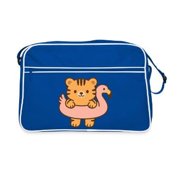 Petit tigre sur flotteur rose - Sac Retro - bleu/blanc - Devant