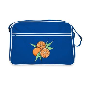 Fresh Orange Citrus Fruit Illustration - Retro Bag - blue/white - Front