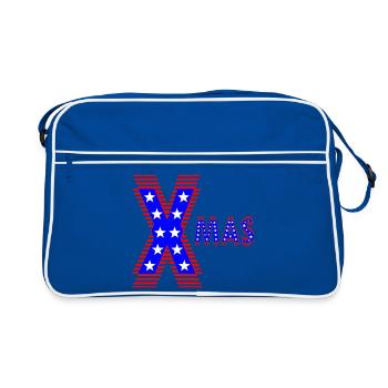 Patriotique américain Neon Design XMAS - Sac Retro - bleu/blanc - Devant