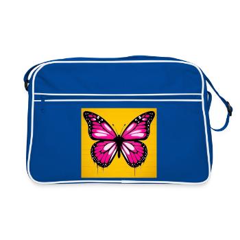 Schmetterling - Retro Tasche - Blau/Weiß - Vorne
