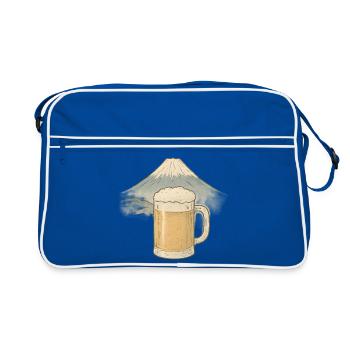 Bier am Berggipfel - Retro Tasche - Blau/Weiß - Vorne