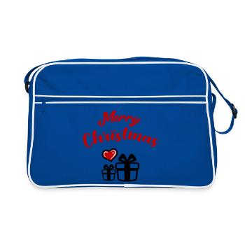 Merry Christmas - Retro Tasche - Blau/Weiß - Vorne