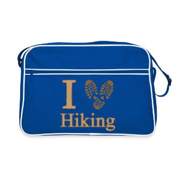 I Heart Hiking Camping Nature Walking - Retro Bag - blue/white - Front