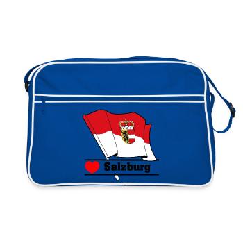 Drapeau de Salzbourg avec cœur - Sac Retro - bleu/blanc - Devant
