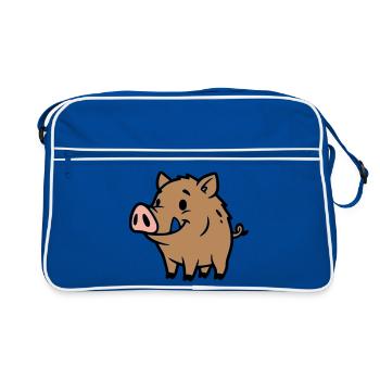 Charme porte-bonheur du doux sanglier sauvage - Sac Retro - bleu/blanc - Devant