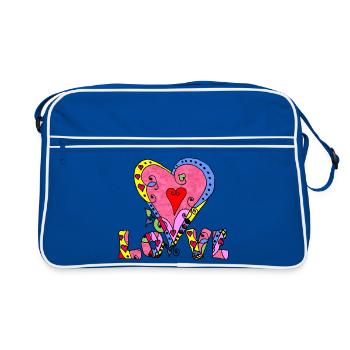 Heart - Retro Bag - blue/white - Front