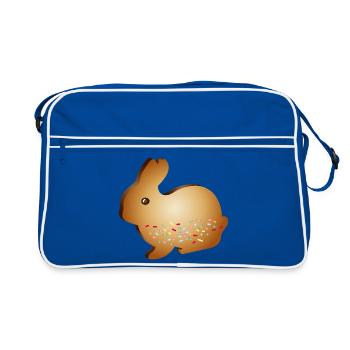 Motif de biscuits de lapin de Pâques avec des vermicelles de sucre colorées - Sac Retro - bleu/blanc - Devant