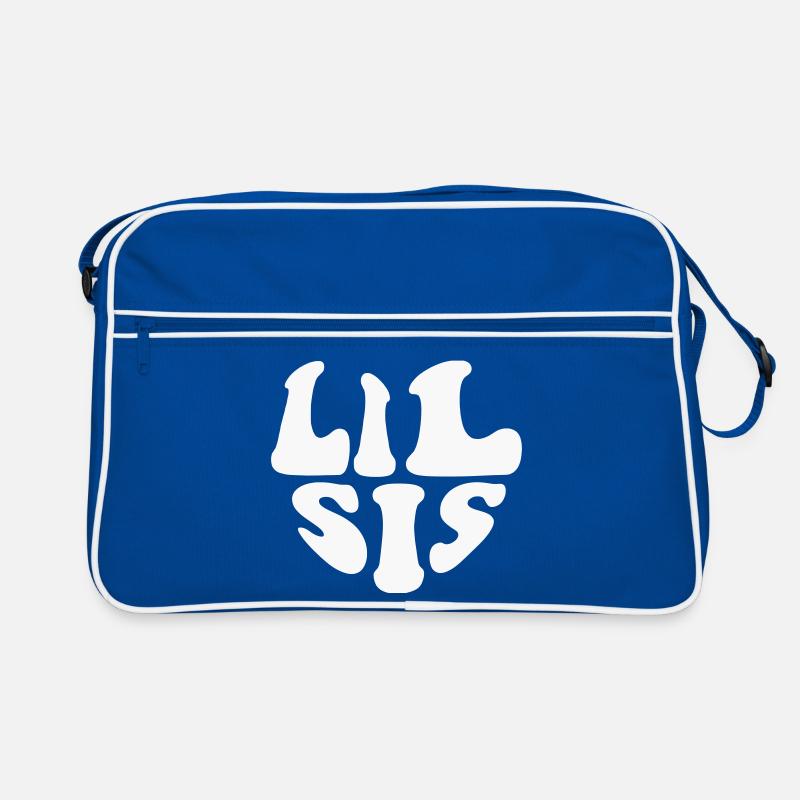 Lil Sis Herz-Logo – Schwester – Anpassbare Farbe Retro Tasche