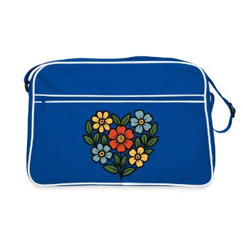 Bouquet Folk Style - Retro Bag - blue/white - Front