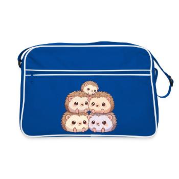 Famille de hérissons câlins - Sac Retro - bleu/blanc - Devant