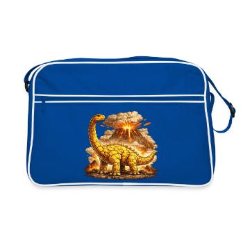 Éruption volcanique du Brontosaurus - Sac Retro - bleu/blanc - Devant