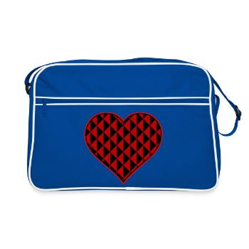 Cœur avec des triangles rouges - Sac Retro - bleu/blanc - Devant