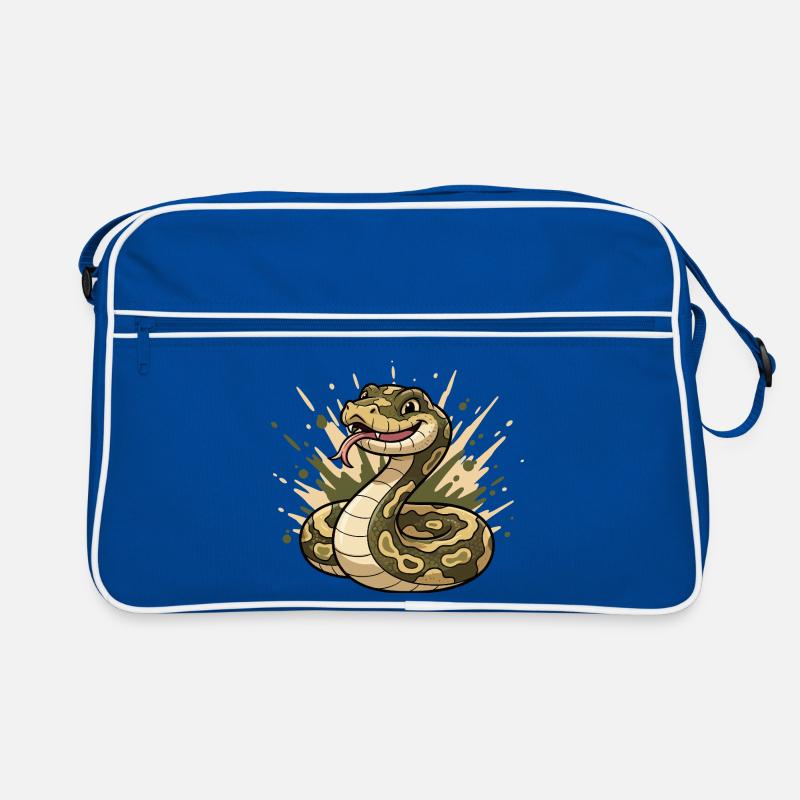 Comic Snake in Camouflage with Tongue Retro Bag