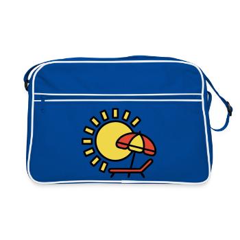 Strandliege Sonne Sonnenschirm Sommerurlaub - Retro Tasche - Blau/Weiß - Vorne