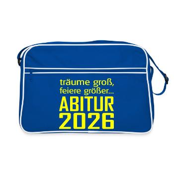 Abitur 2026 Träume Groß - Retro Tasche - Blau/Weiß - Vorne