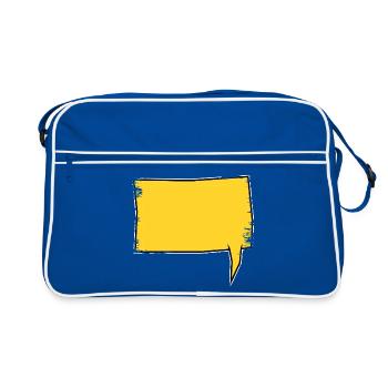 Eckige Sprechblase rechts in Gelb used look - Retro Tasche - Blau/Weiß - Vorne