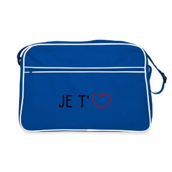 HEART. CHRISTMAS. COUPLE. VALENTINE'S DAY. JUST MARRIED. - Retro Bag - blue/white - Front