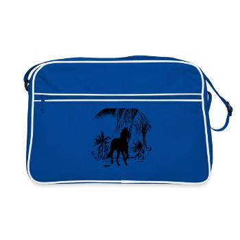 Horse equine gift - Retro Bag - blue/white - Front