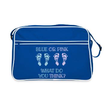 gender reveal party - Retro Tasche - Blau/Weiß - Vorne