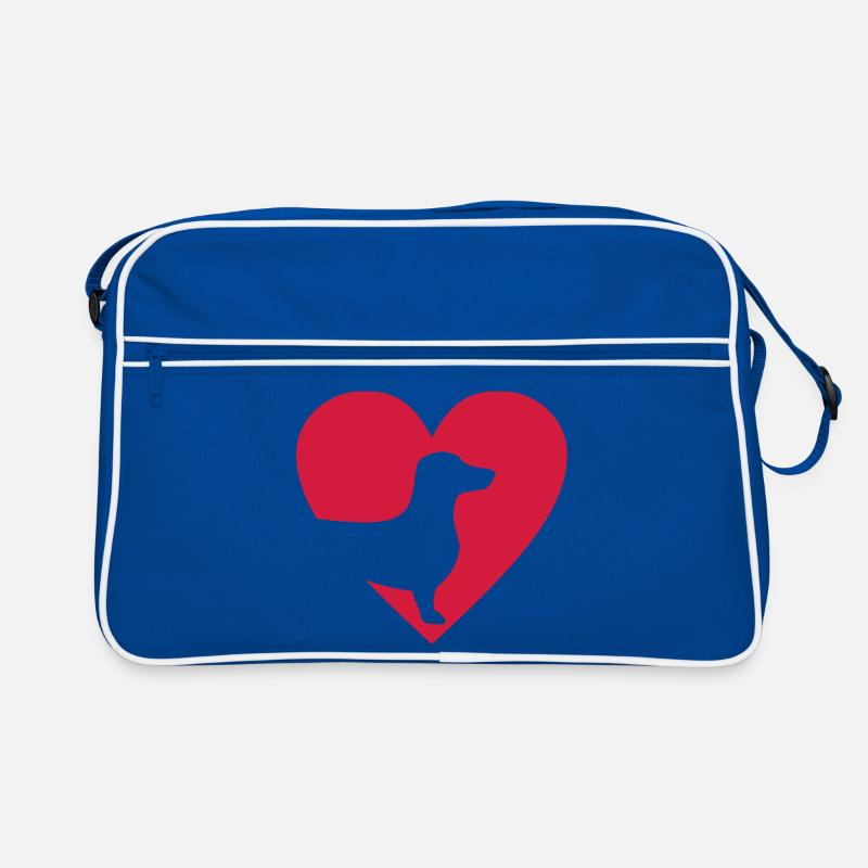 Dackel - Retro Tasche - Blau/Weiß