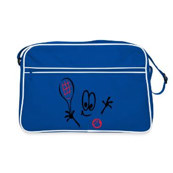 Sport, Tennis ,Tennisball, Comic - Retro Tasche - Blau/Weiß - Vorne