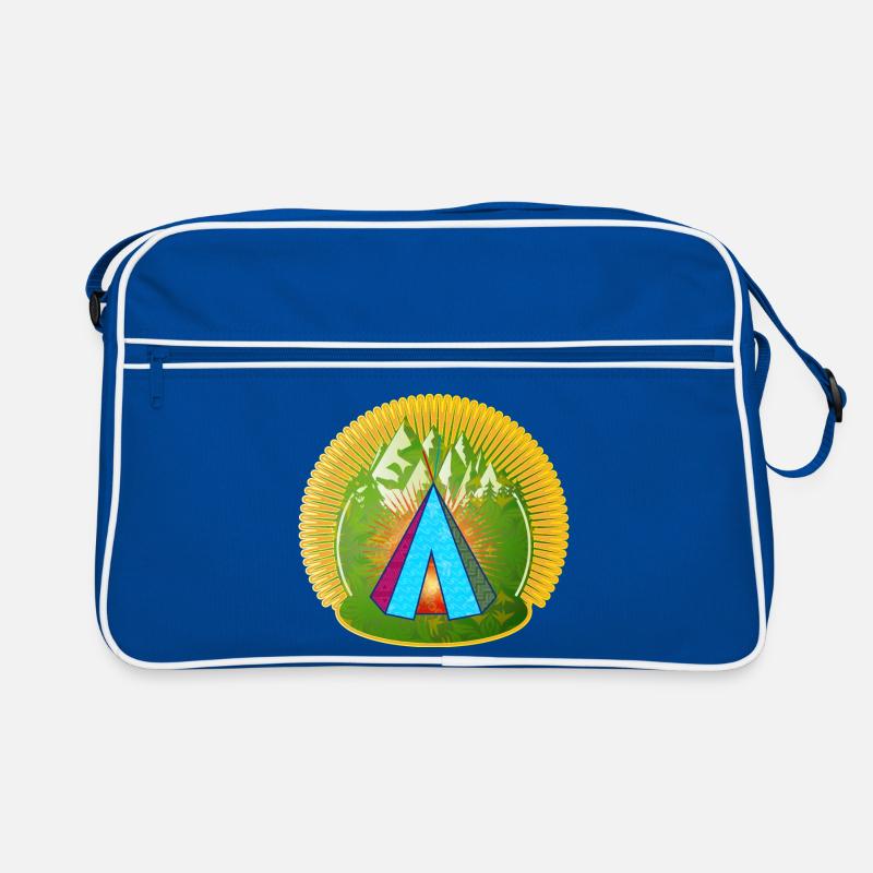motley Indian tent teepee in the forest Retro Bag